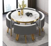 Moderno tavolo da pranzo rotondo da 90 cm con quattro sedie, ideale per casa, ufficio o sala conferenze, mobili eleganti ed eleganti per uso familiare o aziendale