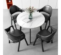 Moderno tavolo da pranzo rotondo da cucina e sedie set per 4, caffè nero/reception per appartamento familiare
