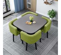 Moderno tavolo da pranzo rotondo e quadrato con 4 sedie per sala conferenze, tavolo da ricevimento, design salvaspazio, 80 cm