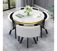 Moderno tavolo da pranzo rotondo e sedie per ricevimenti familiari o aziendali, diametro 80 cm, tavolo con quattro sedie, ideale per casa, ufficio o sala conferenze, A 17