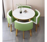 Moderno tavolo da pranzo rotondo in finto marmo con 4 sedie imbottite 5 pezzi mobili da cucina elegante piano in legno per conferenze e ricevimenti verde B