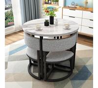 Moderno tavolo da pranzo rotondo per 4 tavolo da cucina salvaspazio con sedie in tessuto, ideale per casa, ufficio, bar, aree di ricevimento Slish & Design