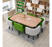 Moderno tavolo da pranzo rotondo per 6 con sedie piccole mobili per ufficio sala conferenze 7 pezzi tavolo riunioni per cucina, salotto e soggiorno, altezza 71,1 cm