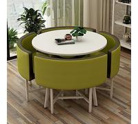 Moderno tavolo da pranzo rotondo per famiglia o ufficio, 80 cm, tavolo con quattro sedie, ideale per casa, ufficio, reception e sala conferenze