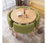 Moderno tavolo da pranzo rotondo per tavolino da caffè in marmo da 4-5 pezzi con sedili imbottiti, elegante arredamento per sala da pranzo e balcone, 80 x 72,9 cm, elegante finitura verde