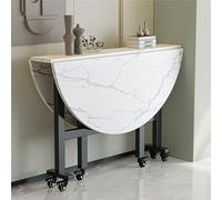Moderno tavolo da pranzo rotondo pieghevole con 6 ruote, design a farfalla, versatile scrivania pieghevole per cucina, sala da pranzo e ufficio, soluzione salvaspazio per mobili