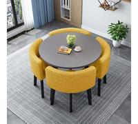 Moderno tavolo da pranzo rotondo quadrato con 4 sedie, 80 cm, tavolo per conferenze e ricevimenti, elegante set di mobili da cucina in legno