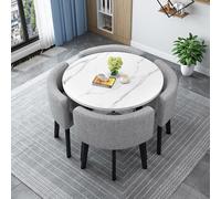 Moderno tavolo da pranzo rotondo quadrato con 4 sedie da 80 cm, tavolo da cucina e conferenze, mobili in legno, per soggiorno, sala da pranzo, perfetto per 4 persone e ricevimenti