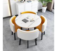 Moderno tavolo da pranzo rotondo/quadrato con 4 sedie, elegante tavolo da conferenza e mobili da ricevimento, 80 x 80 x 75 cm, perfetto per uso domestico e ufficio