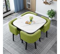 Moderno tavolo da pranzo rotondo/quadrato con 4 sedie, elegante tavolo per conferenze e ricevimenti, mobili da cucina in legno per sala da pranzo 80 cm, perfetto per casa e ufficio