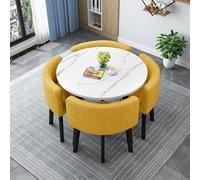 Moderno tavolo da pranzo rotondo quadrato con 4 sedie in legno da 80 cm, tavolo da conferenza per 4 persone, ideale per soggiorno, cucina, reception, arredamento elegante per la casa