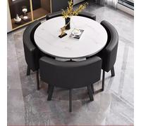Moderno tavolo da pranzo rotondo/quadrato con 4 sedie, tavolo da conferenza e mobili da ricevimento, 14,80 x 80 x 75 cm, elegante decorazione per sala da pranzo