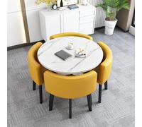 Moderno tavolo da pranzo rotondo/quadrato con 4 sedie, tavolo da conferenza e mobili per ricevimento, 19,90 x 90 x 75 cm, elegante decorazione per la casa, design salvaspazio