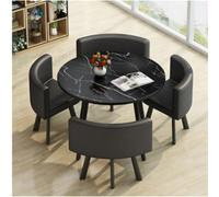 Moderno tavolo da pranzo rotondo/quadrato con 4 sedie, tavolo da conferenza per ricevimento, 23,80 x 80 x 75 cm, mobili eleganti e funzionali per casa e ufficio