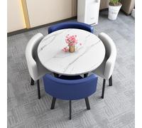 Moderno tavolo da pranzo rotondo/quadrato con 4 sedie, tavolo da conferenza per ricevimento, elegante combinazione di mobili 90 x 90 x 75 cm