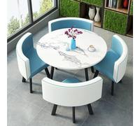 Moderno tavolo da pranzo rotondo/quadrato con 4 sedie, tavolo da conferenza per ufficio e reception, 90 x 90 x 75 cm, design elegante e funzionale per casa e lavoro
