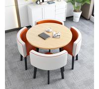 Moderno tavolo da pranzo rotondo/quadrato con 4 sedie, tavolo da conferenza per ufficio e reception, elegante combinazione di mobili 90 x 90 x 75 cm