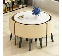 Moderno tavolo da pranzo rotondo/quadrato con 4 sedie, tavolo da conferenza per ufficio/reception 80 x 80 x 75 cm, mobili eleganti per uso domestico e aziendale