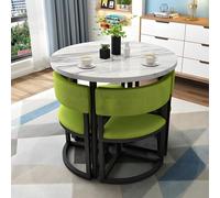 Moderno tavolo da pranzo rotondo salvaspazio per 4 t, per soggiorno, cucina, sala conferenze e sala ricevimenti, design a basso profilo con sedie incluse