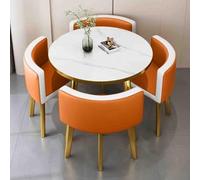 Moderno tavolo da pranzo rotondo Set con 4 sedie in pelle Tavolo da conferenza in legno per reception 5 pezzi ge Mobili Ensemble