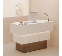 Moderno tavolo da reception con illuminazione soffusa elegante bancone anteriore per saloni e vendita al dettaglio, elegante tavolo per receptionist design contemporaneo per il coinvolgimento dei