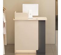 Moderno tavolo da ricevimento a LED con cassetti chiudibili, elegante bancone e tavolo per la cassa della hall design contemporaneo grigio - 120 cm funzionale e accattivante display per uffici e