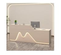 Moderno tavolo da ricevimento a LED per saloni e vendita al dettaglio, elegante finitura color crema, 120 cm, orientamento destro, ideale per casa, ufficio e uso commerciale