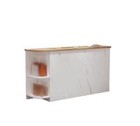 Moderno tavolo da ricevimento con cassetti, elegante scrivania di benvenuto per ufficio, reception aperta frontale, tavolo compatto per check-out e salone (pietra, sinistra, 140 cm) - ideale per