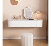 Moderno tavolo da toeletta bianco sospeso con cassetti a parete per trucco piccolo set di mobili da toeletta in legno con mensola galleggiante elegante per il trucco.