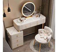 Moderno tavolo da trucco illuminato a LED, elegante scrivania per il trucco con cassetti a specchio e design contemporaneo per la casa, la camera da letto o lo spogliatoio