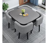 Moderno tavolo da ufficio e reception, 80 cm, con 4 sedie, elegante mobile per sala conferenze, in cotone e lino, ideale per riunioni e negoziati, colore chiaro
