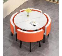 Moderno tavolo rotondo da ufficio con sedie, tavolo da conferenza salvaspazio per casa, soggiorno, balcone, bar, sala pausa, elegante design con lastre di roccia nera