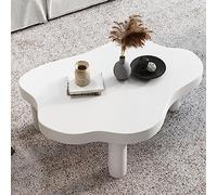 Moderno tavolo rotondo in legno massello con design irregolare unico, 3 gambe ispessite, per soggiorno e camera da letto, bianco, 61 x 35,6 x 40,6 cm, elegante decorazione per la casa