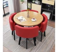 Moderno tavolo rotondo rosso per reception e tavolo da pranzo per 4 persone - elegante tavolo negoziale design salvaspazio, perfetto per ufficio e sala da pranzo, dimensioni versatili per ogni spazio