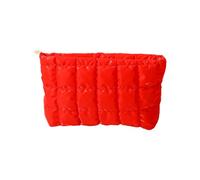 Moderno Trapuntato Caso Cosmetico Multi Uso Borsa Portatile per Cosmetici Essenziali Alla Moda Superfici Texture Robusto PU PU Trucco Borse, Rosso