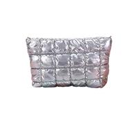 Moderno Trapuntato Caso Cosmetico Multi Uso Borsa Portatile per Cosmetici Essenziali Alla Moda Superfici Texture Robusto PU Multi Colore Organizzatori Cosmetici, Argento, Taglia unica