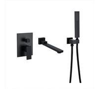 Moderno vano da bagno miscelatore tocco a parete nascosta a parete 2 funzioni a manico singolo set di rotazione a 180 ° per bagno nascosto vasca da bagno nero LWX