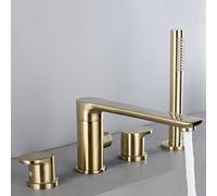 Moderno vano da bagno miscelatore tocco da bagno miscelatore set di rubinetti set da bagno a 4 buche a doppio manico in rame set da bagno con doccia a mano croma LWX