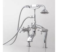 Moderno vano da bagno Mixer Tap Tap Tabine Restro del bagno Faucet con doccia Set Doppio manico a croce Calda e fredda vasca da bagno Miscelatore doccia 1 Leva 2 fori oro LWX