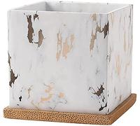 Moderno vaso quadrato in ceramica con foro di drenaggio e piattino, perfetto per piante grasse e fiori, ideale per casa e ufficio, decorazione interna/esterna