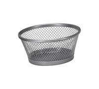 Moderno vassoio da scrivania in metallo per organizzare in modo efficiente graffette, puntine da disegno e forniture da ufficio assortite, con scatola rotonda