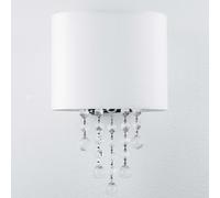 Moderno Wandleuchte Con Paralume IN Tessuto Bianco E Cristallo Lampada E14 Luce