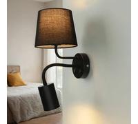 Moderno Wandleuchte Metallo Nero Tessuto Flessibile Lettura Lampada Con Schalter