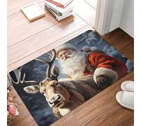 Moderno Zerbino Entrata Santa Claus and Deer Elk, Tappetino porta, Terrazzo, Camera, Cortile, Resistente Sporco Tappeto Asciugapassi 40X60cm