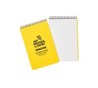 MODESTONE Blocco note per esterni, formato A6, 9,8 x 14,8 cm, copertina gialla, rilegatura a spirale superiore, 50 fogli a quadretti 7 x 7 mm, impermeabile, resistente agli strappi, ignifugo