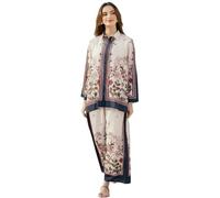 Modestouze Attires Indumenti da notte da donna in cotone e poliestere, set da notte turco per donna, elegante collo alla coreana, stampa floreale, maniche lunghe occidentali, per dormire, rilassarsi