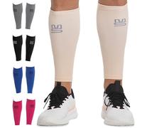 Modetro Sports Gambali a compressione per polpaccio da uomo e donna - 20-30 mmHg, calze per gambe senza piedi 1 confezione - Supporto per polpacci per la corsa, Beige, Small/Medium