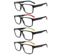 MODFANS Un pacchetto di 4 occhiali da lettura uomo anti luce blu, lente chiara,visione chiara,leggeri comodi, colori misti, C1234, +3.25