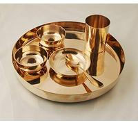 Modfash Ayurveda Pure Kansa Bronze - Set da tavola Thali, colore: Oro