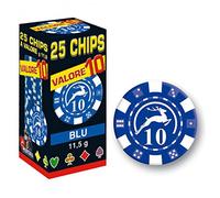 Modiano 25 Chips 14 g Blu Valore 10 Texas Hold'em Poker Carte Gioco